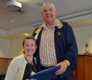 Mike Caruso presents Leona Todd with Perfect Attendance Award 052516 (1)