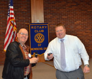 Mike Carusos presents PHF pin to Grant Gerke 041917